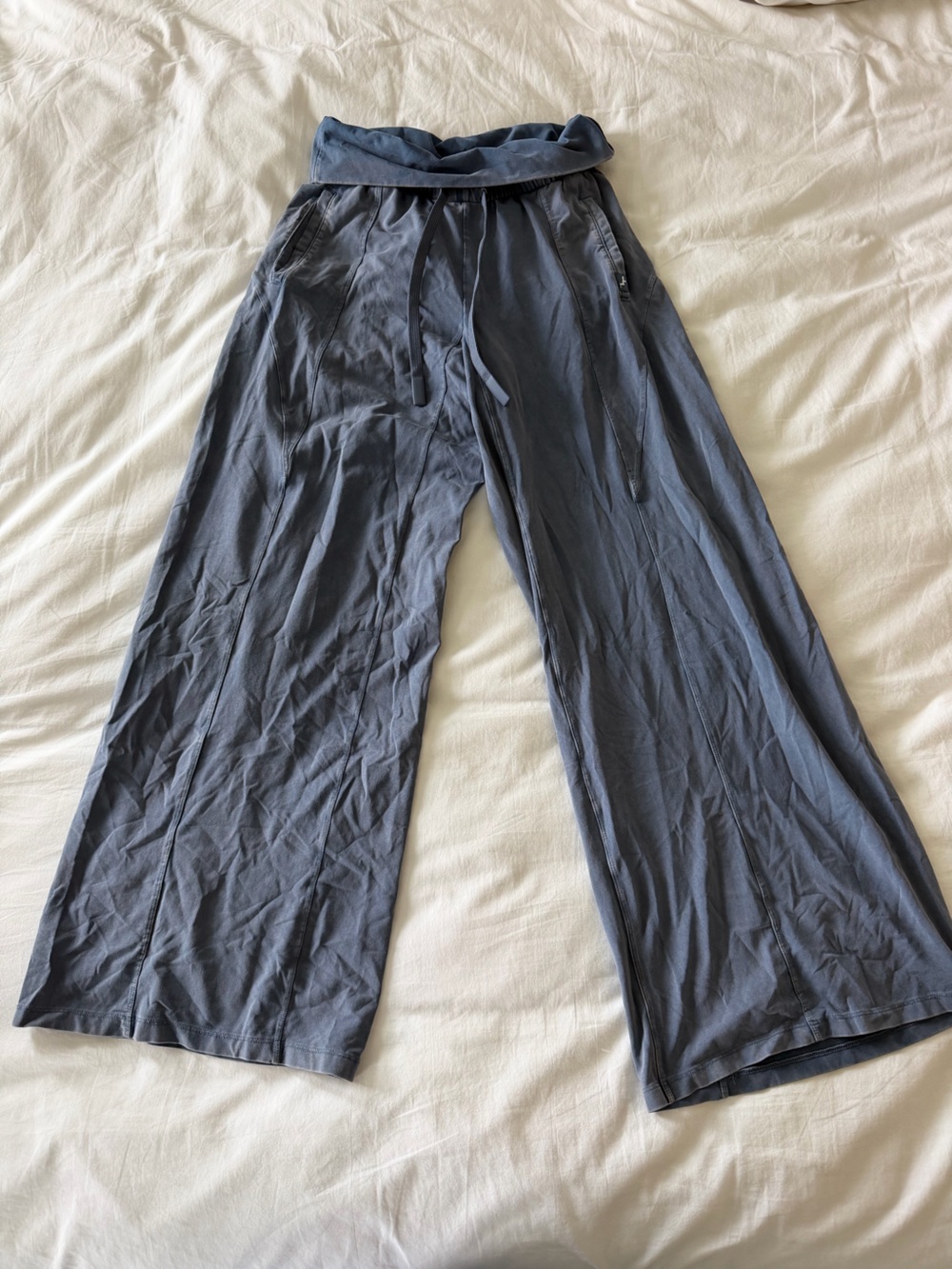 Joylab Roll Waist Wide-Leg Pull-On Pants in Slate Blue